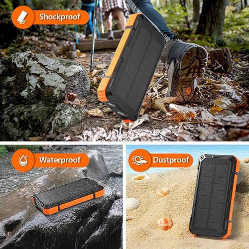 Miniatura 4 de Cargador solar, cargador inalámbrico portátil de 36000 mAh con entrada USB-C, batería externa de carga rápida de 15 W, 4 cables integrados, cargador