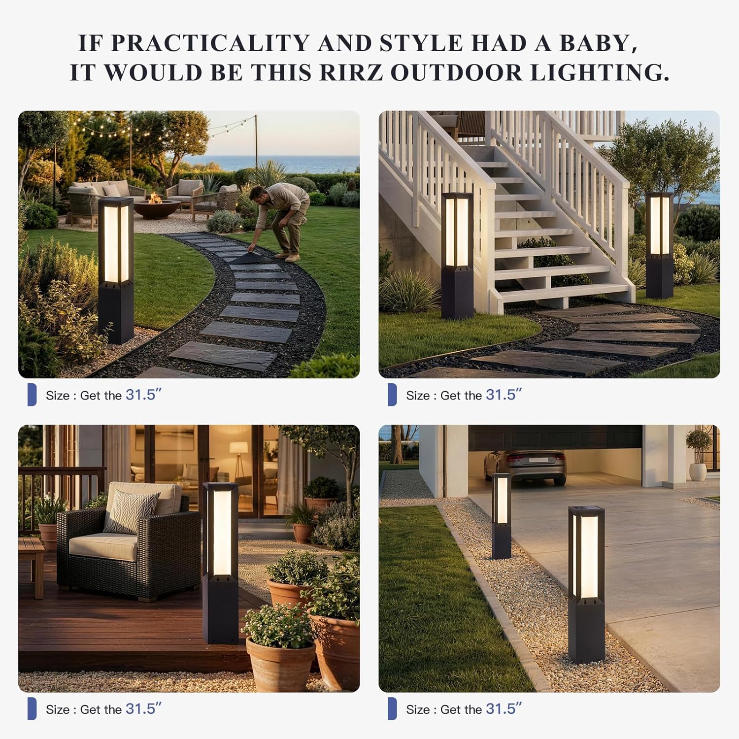 Solar Pathway Lights Outdoor Waterproof, 1 Pack Auto On/Off Driveway Lights, 3000K Landscape Lighting & Accessories, Aluminum Dimmable Outdoor Solar Lamp for Path Sidewalk Walkway Yard Decor