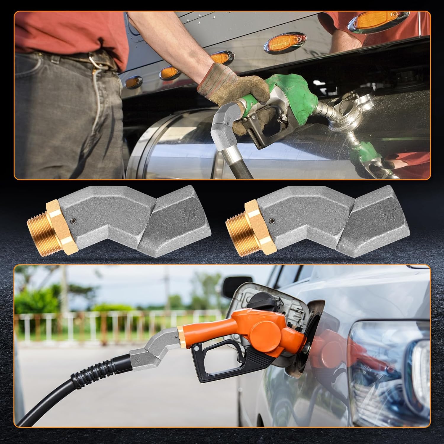 6 Pcs 3/4 Inch Fuel Hose Swivel Connector NPT Zinc Alloy 360 Rotating Fuel Nozzle Transfer for Multi Planes