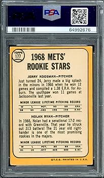 Nolan Ryan Autographed 1968 Topps Rookie Card #177 PSA 3