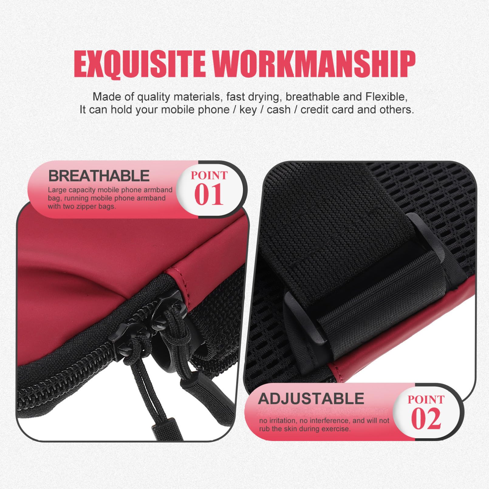 Uonlytech 2piezas Bolsillo De Brazo para Teléfono Móvil Bolsa y Transpirable para Correr Soporte De Brazo para Smartphone Apto para Actividades Al Aire y Deporte