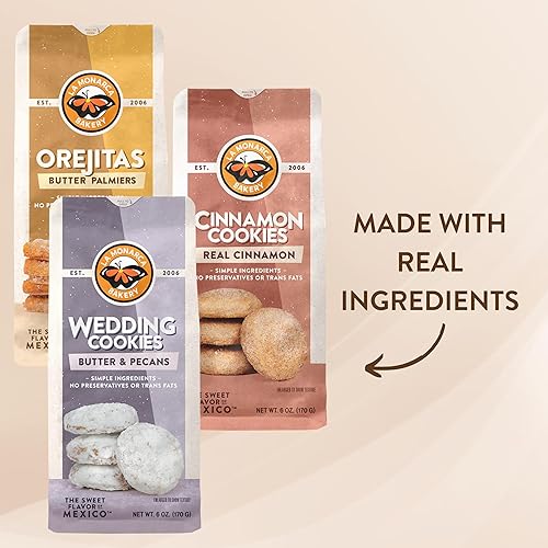 Miniatura 3 de Paquete variado de galletas mexicanas paquete de 3 galletas de canela galletas de boda mexicanas Orejitas de La Monarca Bakery