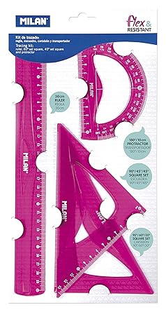 Milan Flex & Resistant Pink Rulers Kit, Acid Series