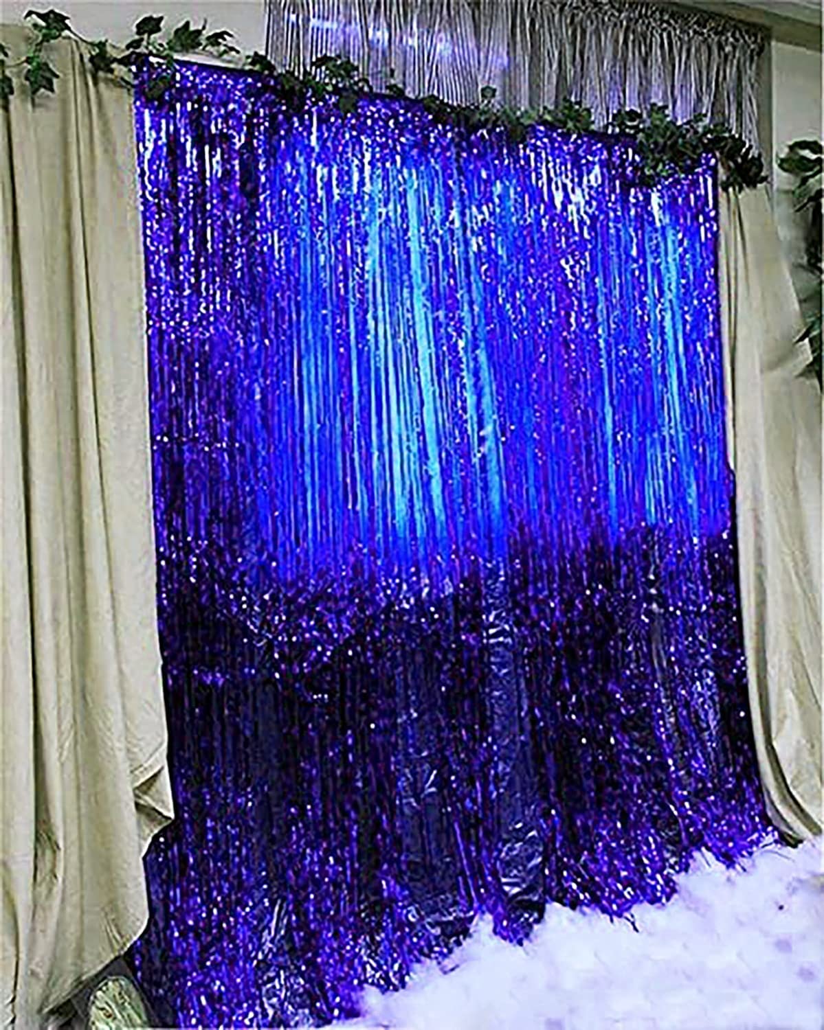 Graduation Party Decorations Navy Blue Yellow 2025/Navy Yellow Blue Graduation Decorations Class of 2025 Foil Fringe Curtains Graduation Backdrop Metallic Foil Curtains for Navy Blue Birthday Party