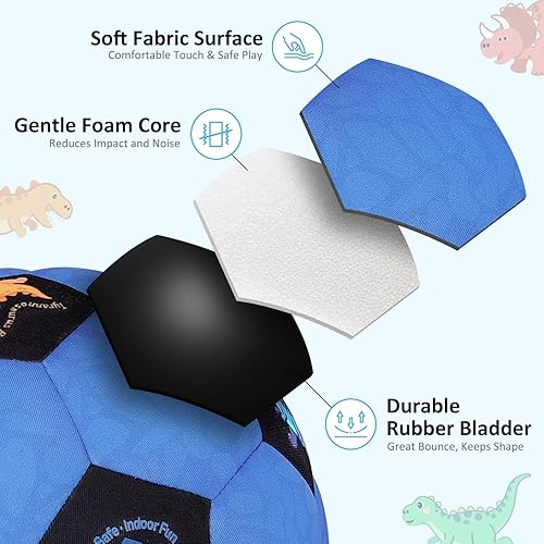Miniatura 3 de Balón de fútbol para interiores tamaño 3 para niños pequeños, pelotas de fútbol silenciosas, regalos para niños y niñas de 1 a 5 años, pelotas de