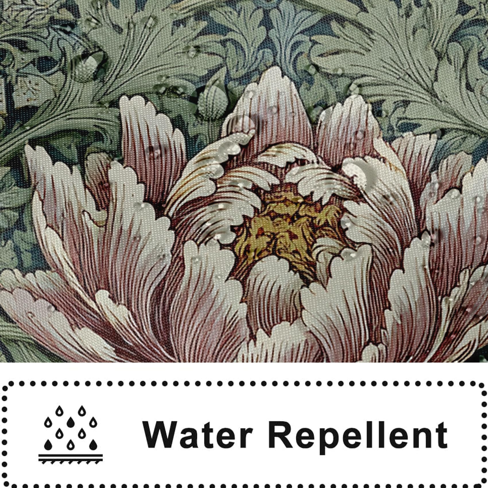 Générique Rideau de Douche Carpe Koï Japonaise 180x200cm | Rideau Douche Fleurs Plantes William Morris Tissu Polyester Hydrofuge Rideau Baignoire pour Salle de Bain avec Crochets