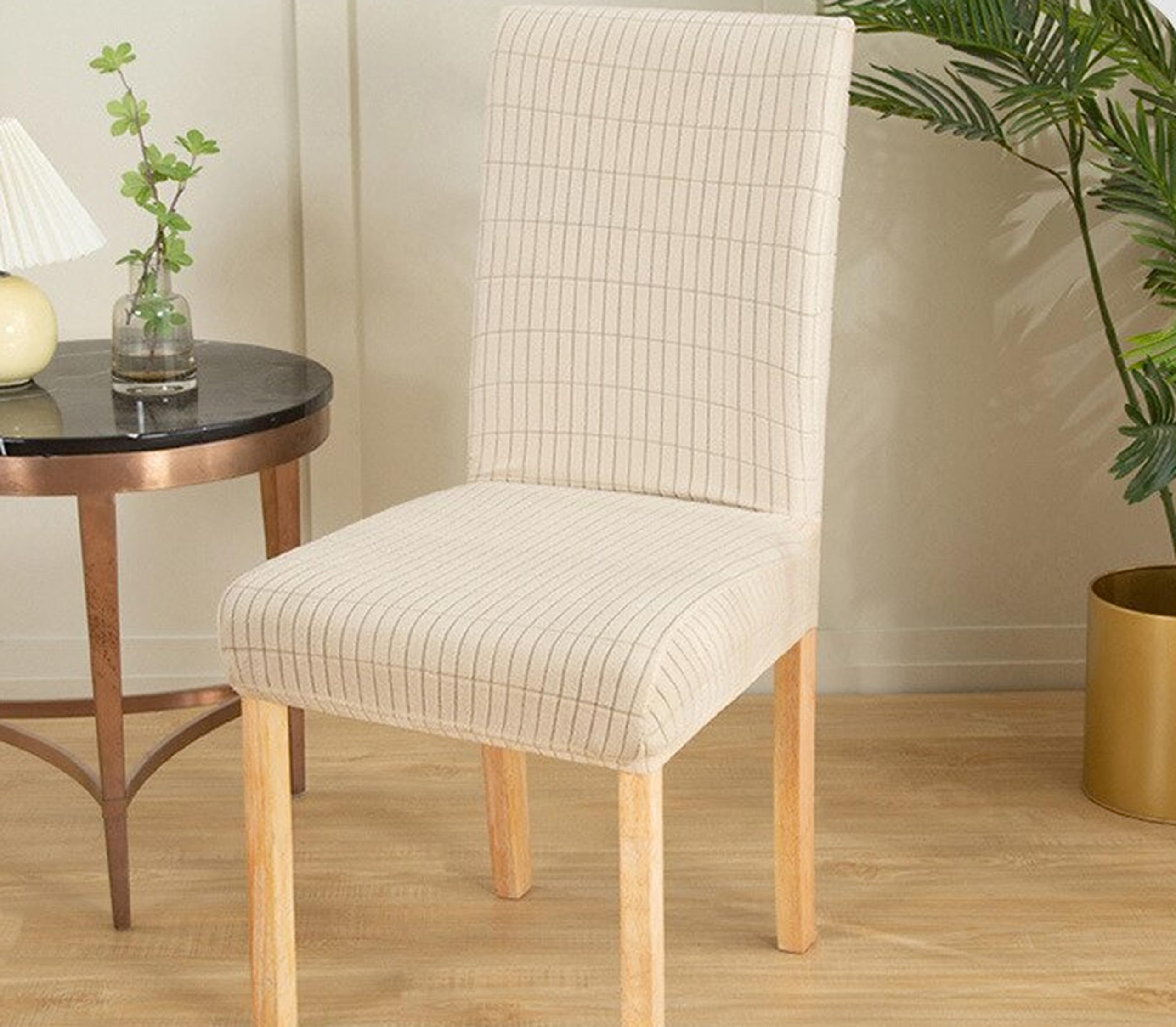 Lukzer 4PC Chair Cover Stretch Removable Chair Slipcovers for Dining Room, Hotel, Banquet, Ceremony (Cream Textured Box Pattern/Jacquard) (B0BM66BND2) Amazon Price History, Amazon Price Tracker