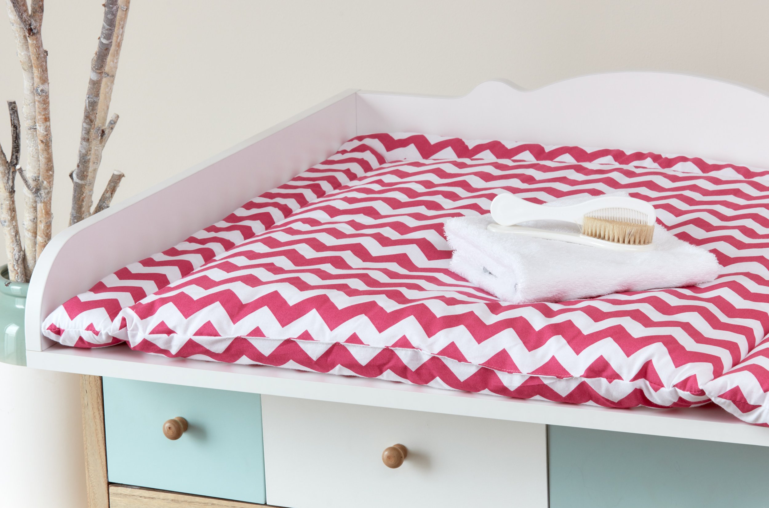 KraftKids CVR112 Wickelauflage in Chevron magenta, Wickelunterlage 75x70 cm (BxT), Wickelkissen, mehrfarbig, 630 g