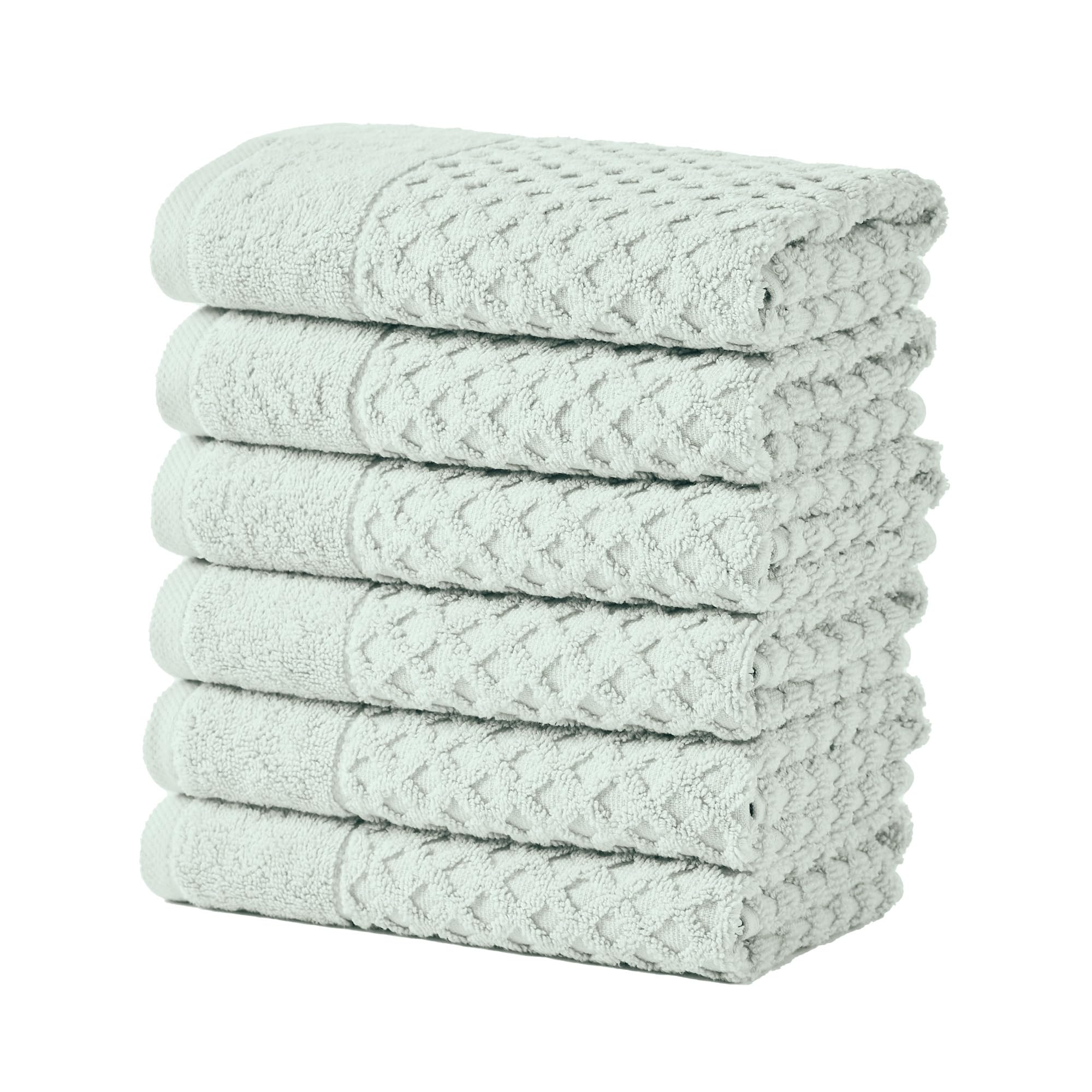 Great Bay Home Juego de 6 toallas de mano de 26 x 16 pulgadas, 100 % algodón, absorbentes, duraderas y de secado rápido para baño (azul pastel)