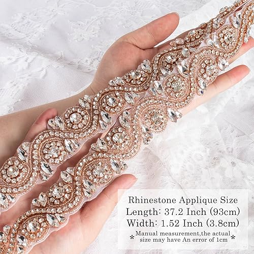 Miniatura 8 de Cinturón de boda con diamantes de imitación cinturón de perlas para boda cinturón de novia con apliques de cristal cinturón brillante para tela de