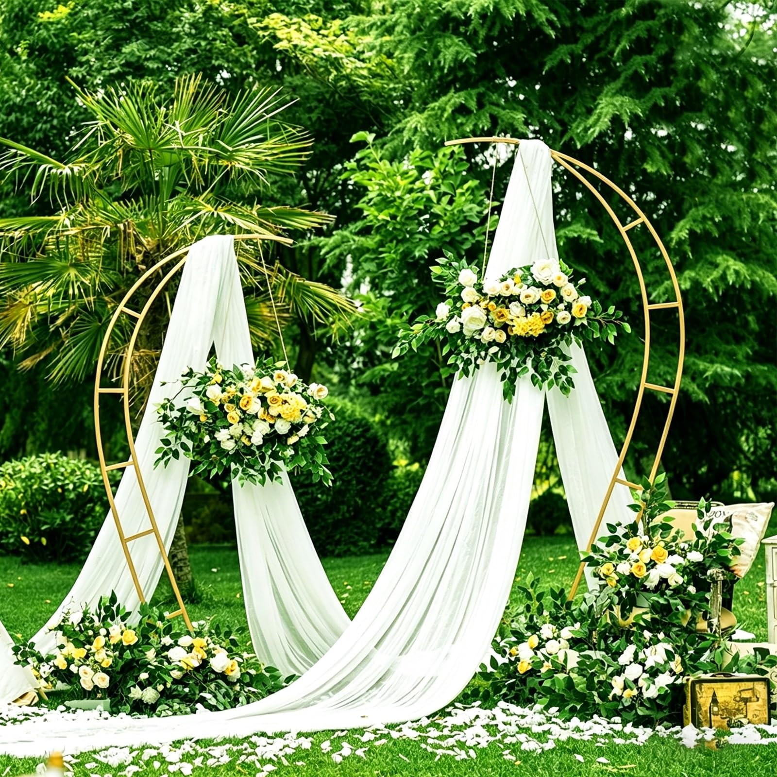 Łuk ślubny, metalowa rama ze stabilną podstawą, stabilna podstawa do ceremonii ślubnej, uroczystości, ogrodu i dekoracji tła fotograficznego