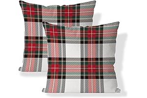 Festive Holiday Cheer: Red and Green Plaid Pillow Covers for Winter's Warmth