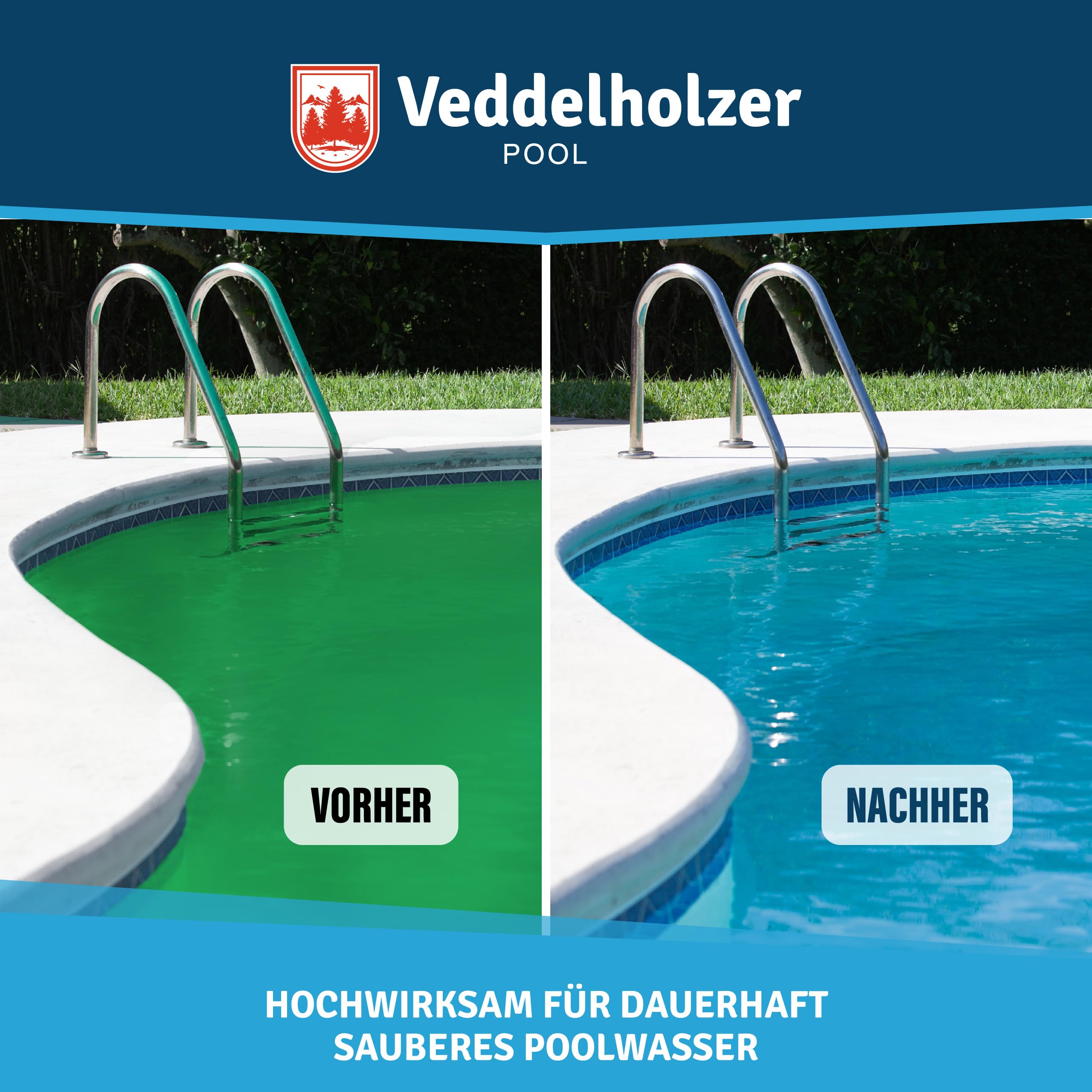 Veddelholzer 5 kg Multitabs 5 in 1 Chlortabletten für Pool als 20g Tabletten für Pools von 10 m³ bis 30 m³Pool Zubehör für Pools langsam lösliche, langzeit Chlor Tabletten