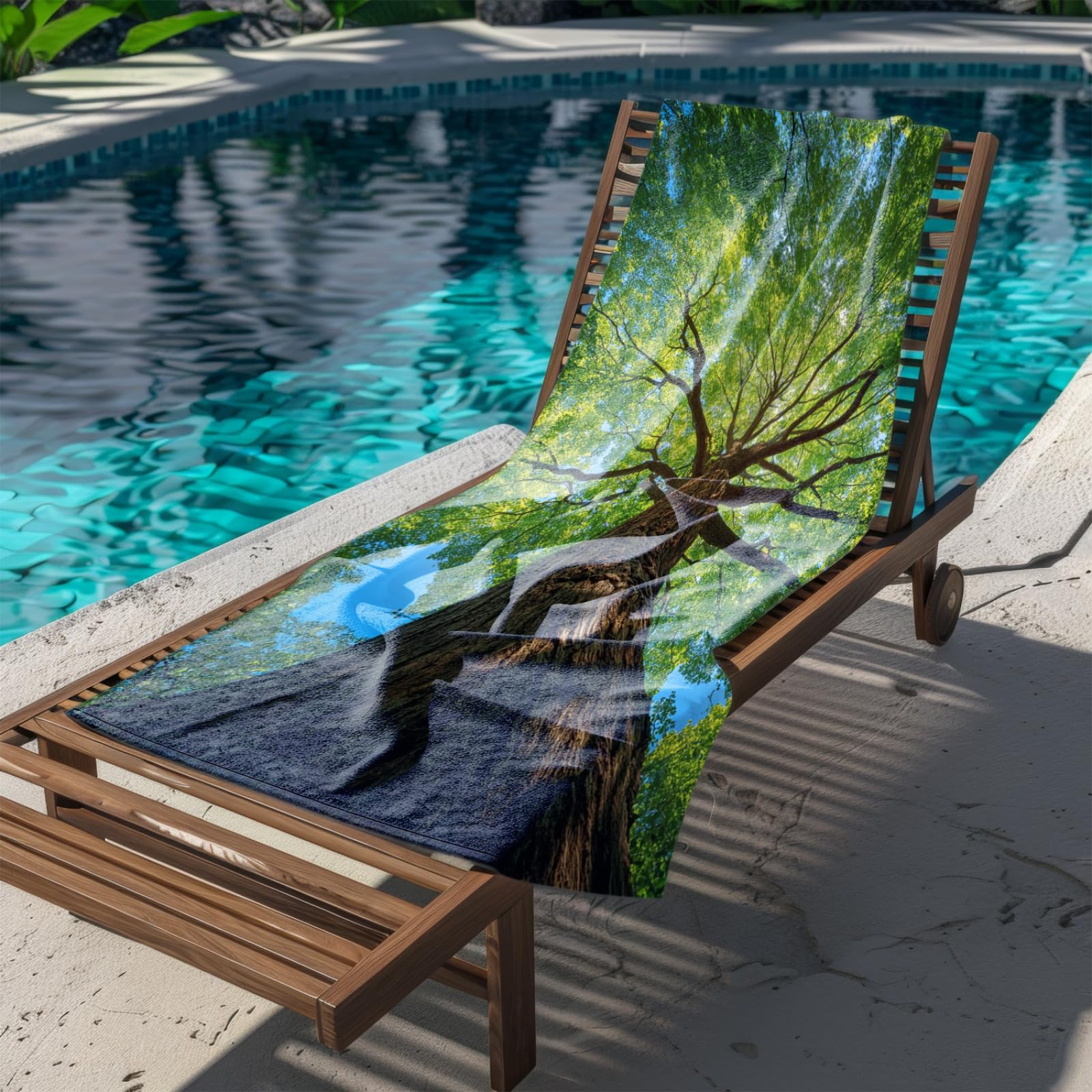 Générique Serviette Microfibre Plage Feuilles Vertes