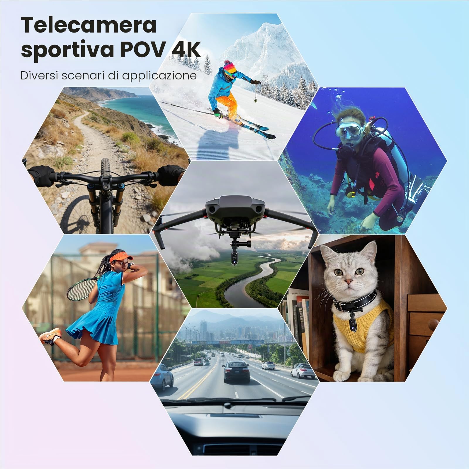 Mini Action Cam 4K,20 MP Portatile Body Camera,6 Assi Stabilizzata POV Camera,Macchina Fotocamera Subacquea 40M,WiFi Mini Videocamera Magnetica (64 GB e Accessori di Montaggio)