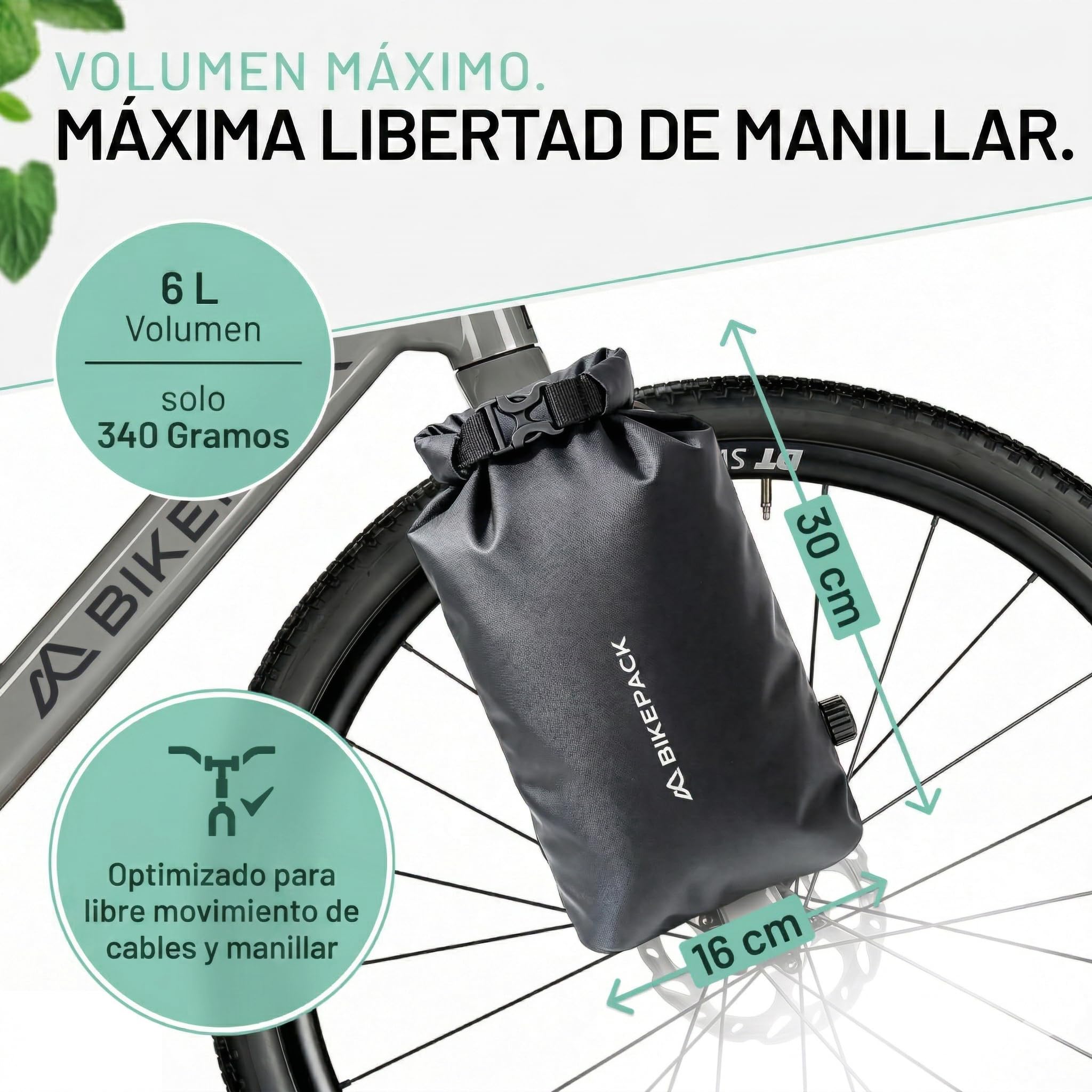 BIKEPACK Bolsas de horquilla para bicicleta de bikepacking – Gravelbike bolsa de horquilla delantera – Fork Bag – Bolsa delantera para horquilla de bicicleta rueda delantera 6 L – Bolsas de