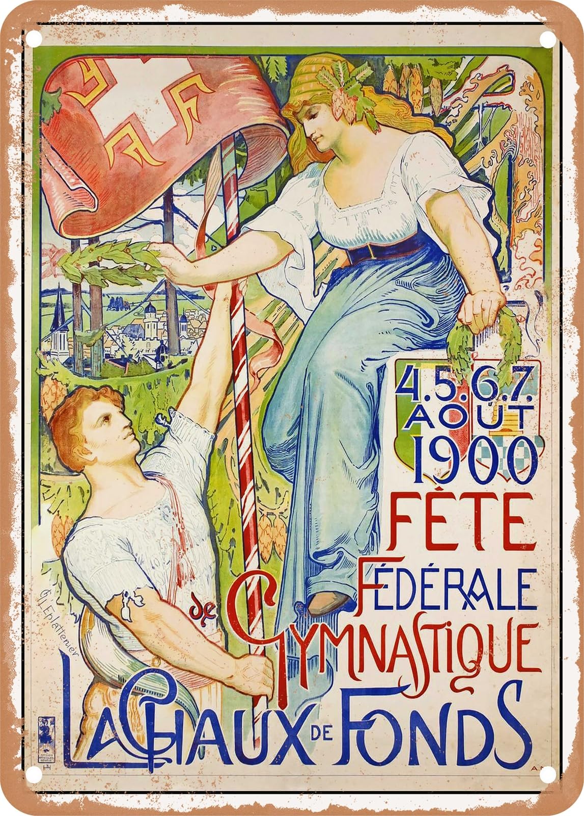 METAL SIGN - 1900 La Chaux-de-Fonds, Federal Gymnastics Festival Vintage Ad home decor
