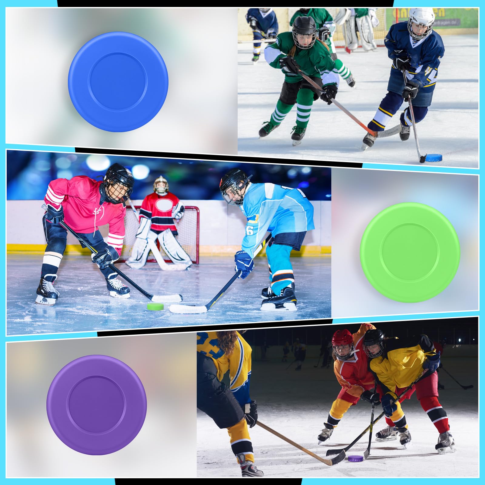 RoundFunny Hockey-Pucks, verschiedene Spektrum-Pucks, Eishockey-Pucks, Verordnung, Training, klassisch, offizielles Straßenhockey-Puck, für drinnen und draußen, Geschenk, 12 Stück