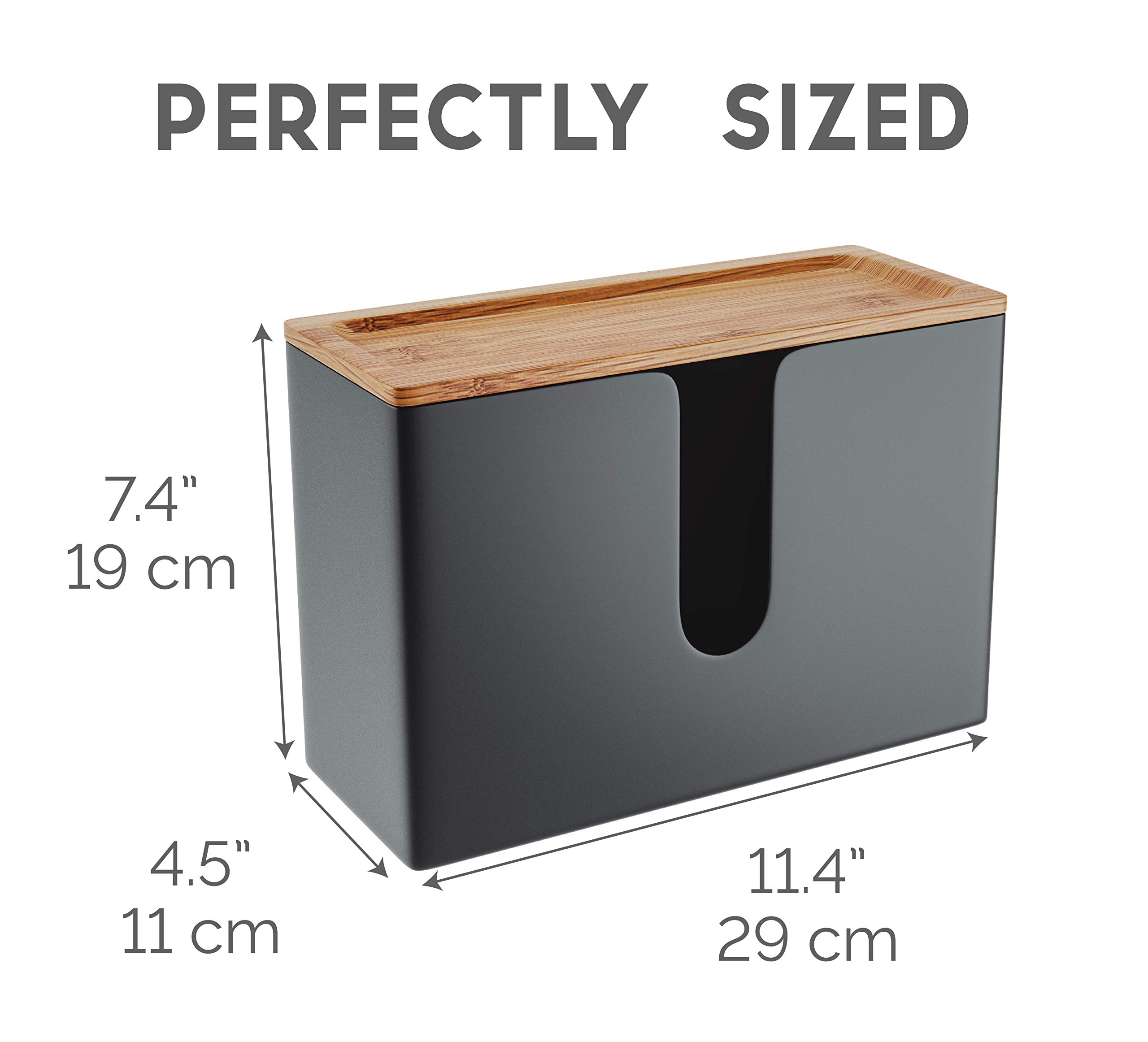 Buy Bamboo Paper Towel Dispenser with Removable Top Tray for Bathroom