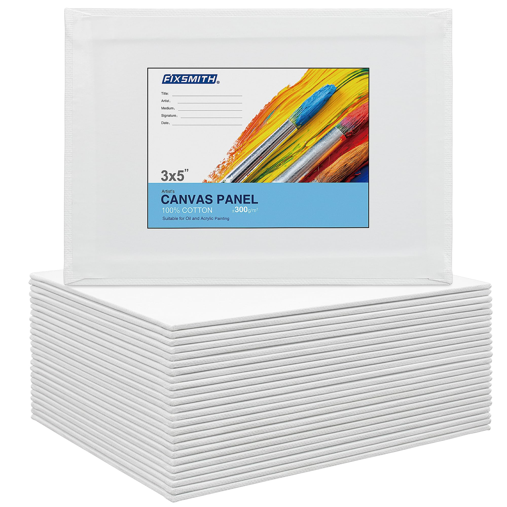 FIXSMITH Canvas Boards for Painting 3x5 Inch, 24 Pack Mini Canvases