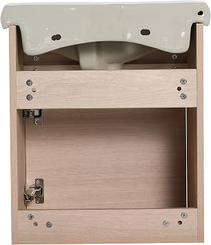 18Inch Small Bathroom Vanity with Sink,Single Bathroom Cabinet,Floating Wall Mounted Cabinet Set with Soft Close Door,Light Oak