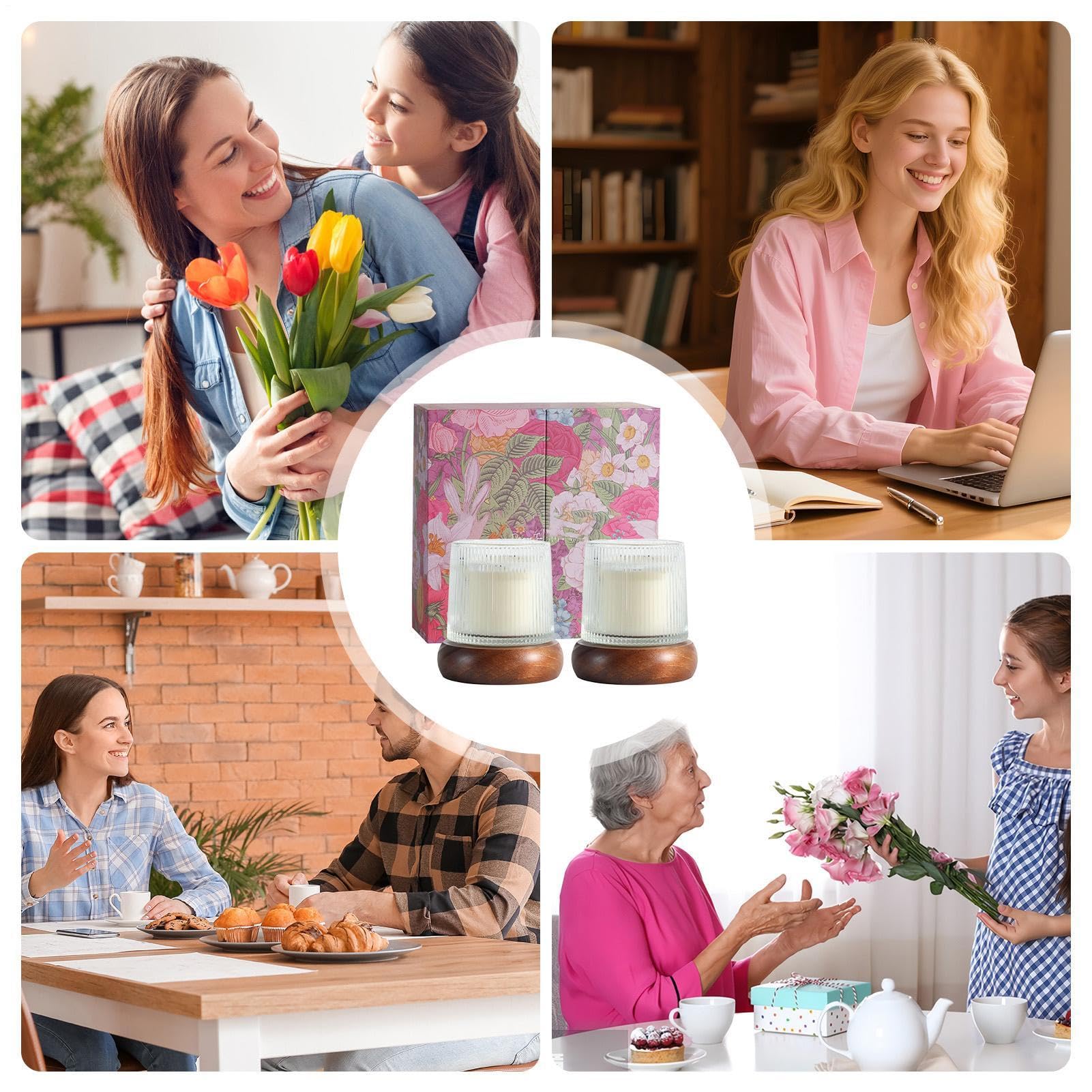 Velas Aromáticas Decoración Natural con Plantas para el Hogar | Velas en Frasco Aromáticas para Mujeres para Decoración del Hogar, Dormitorio, Salón, Baño, Relajación, Sueño, Regalo de