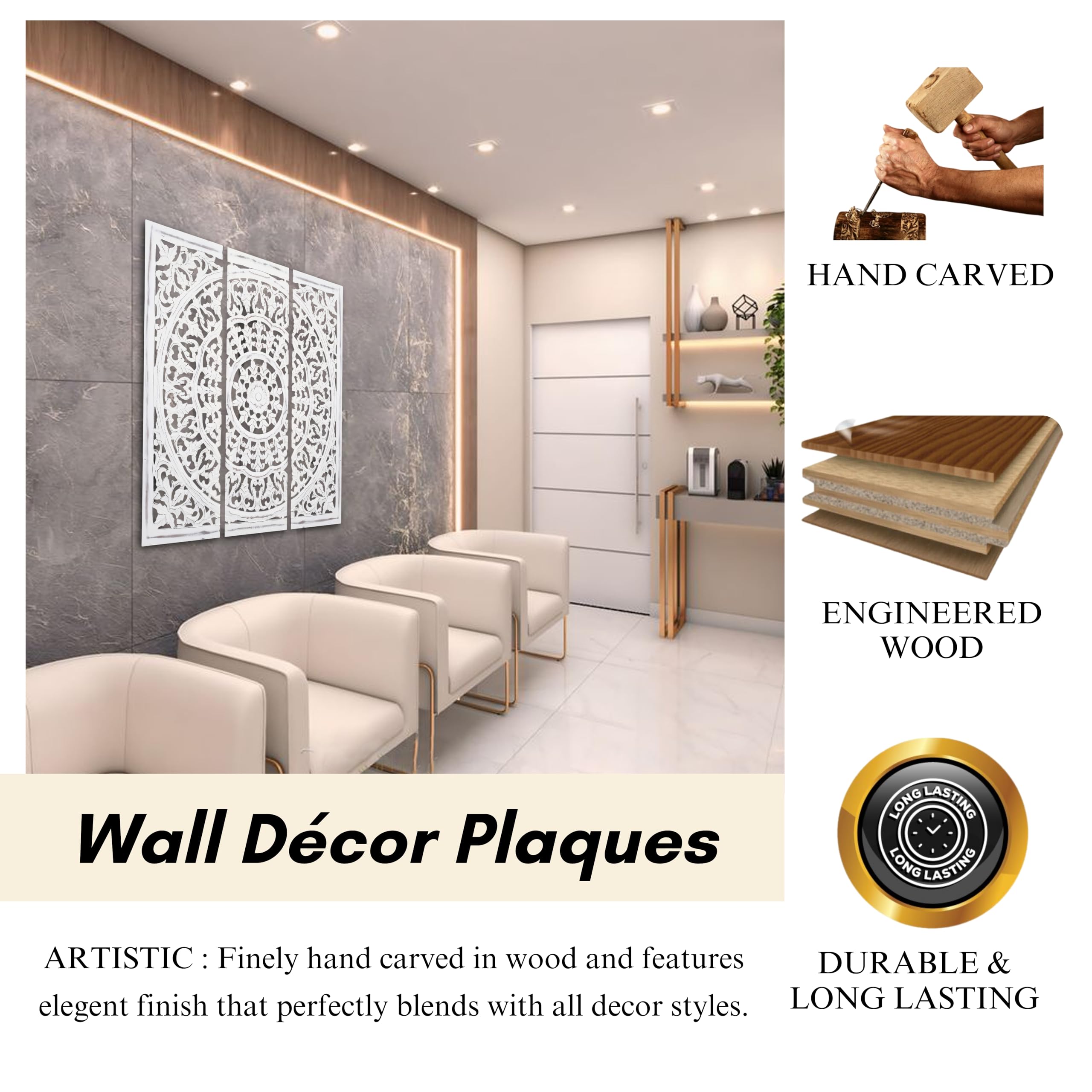 Amazon.co.jp: 木製デザイナー壁掛けプラーク/壁飾り額 - 36x12インチ