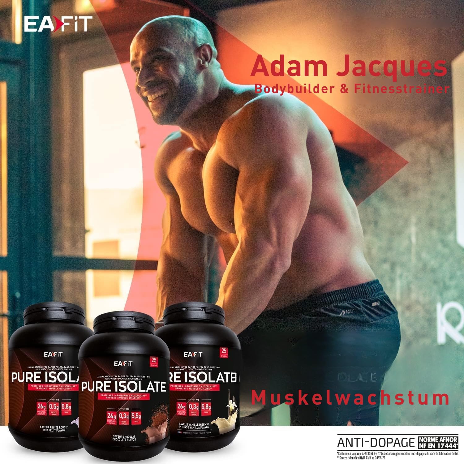 Whey Isolat Protein Pulver 750g - Hochreines Molkenprotein Muskelaufbau | Vanille - Whey Protein Isolat Hochrein - Eiweissreich Für Muskelaufbau & Regeneration - Für Sportler - EAFIT