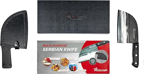 Miniatura 2 de Cuchillo de chef serbio  Cuchillo de chef forjado a mano para carne y verduras  Carniceros siberianos grandes de corte inteligente  Cuchillo de