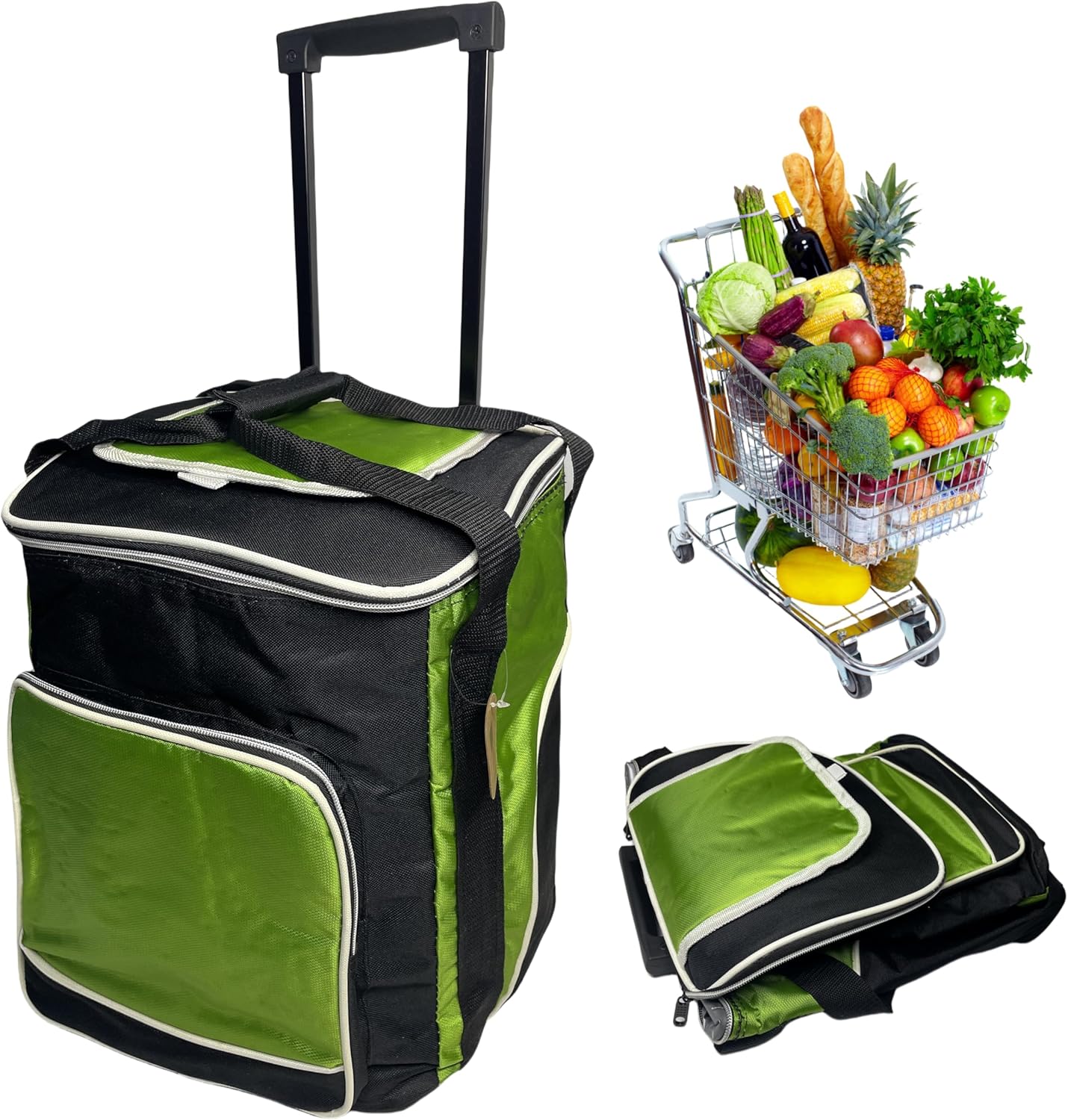 36-Can Soft Cooler with Wheels and Handle and Removable Liner, Beach Cooler Bag on Wheels Insulated Waterproof, Collapsible Cooler for Travel Camping Picnic