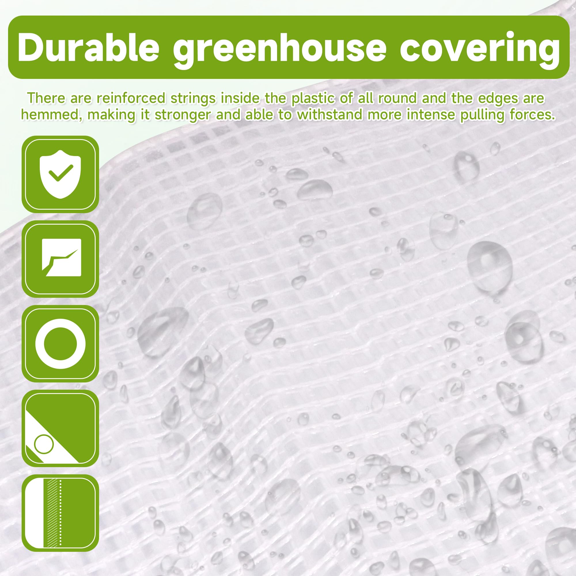 Cubierta de invernadero de 30 pies x 40 pies, lona de plástico transparente, lona impermeable resistente de 16 mm con resistencia a los rayos UV y ojales, toldo de lona transparente para jardinería