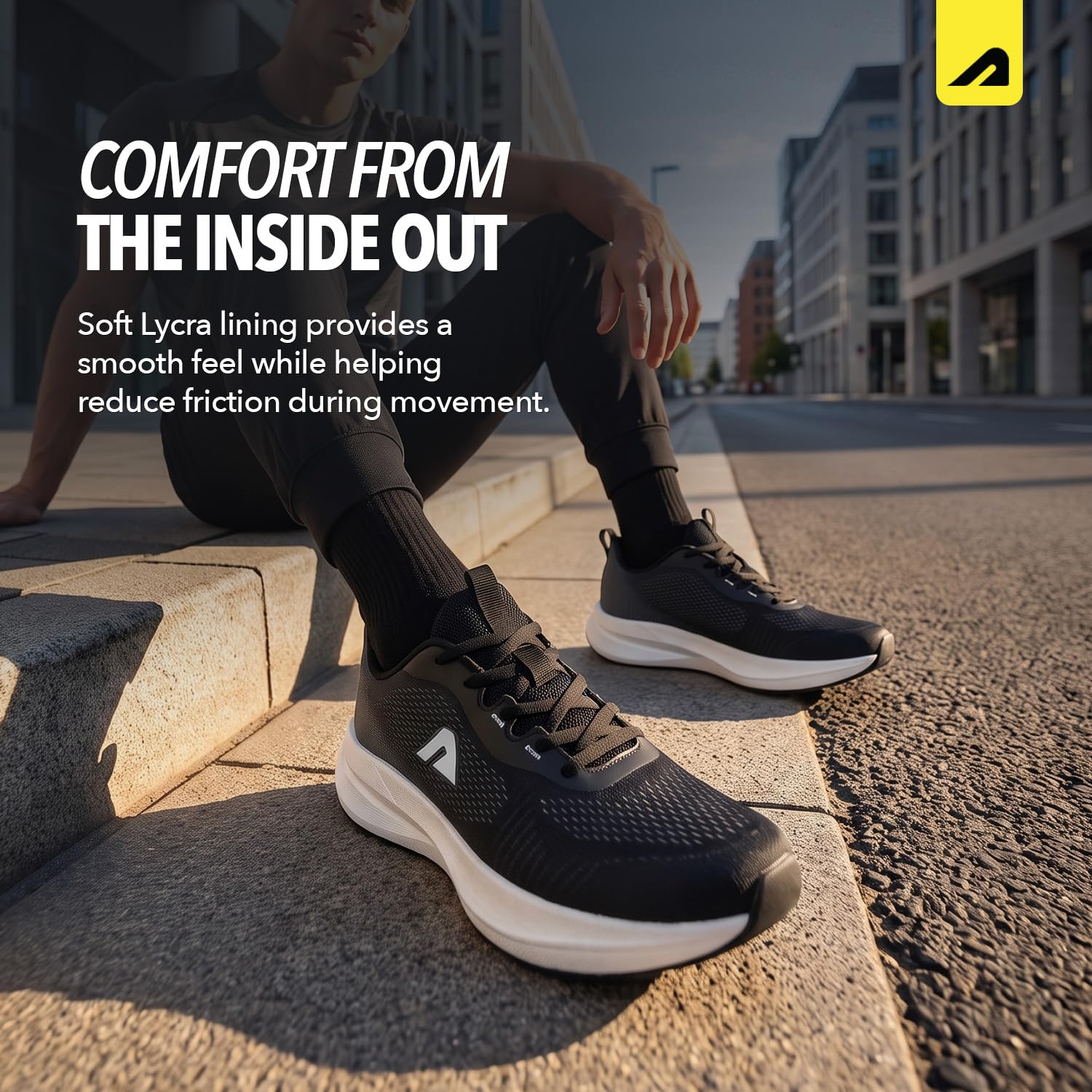 Boldfit Scarpe da corsa da uomo, scarpe sportive da uomo, antiscivolo, con suola morbida, presa extra, scarpe da corsa, jogging, scarpe da ginnastica regolari per uomo, ragazzi e uomini, nero-bianco,