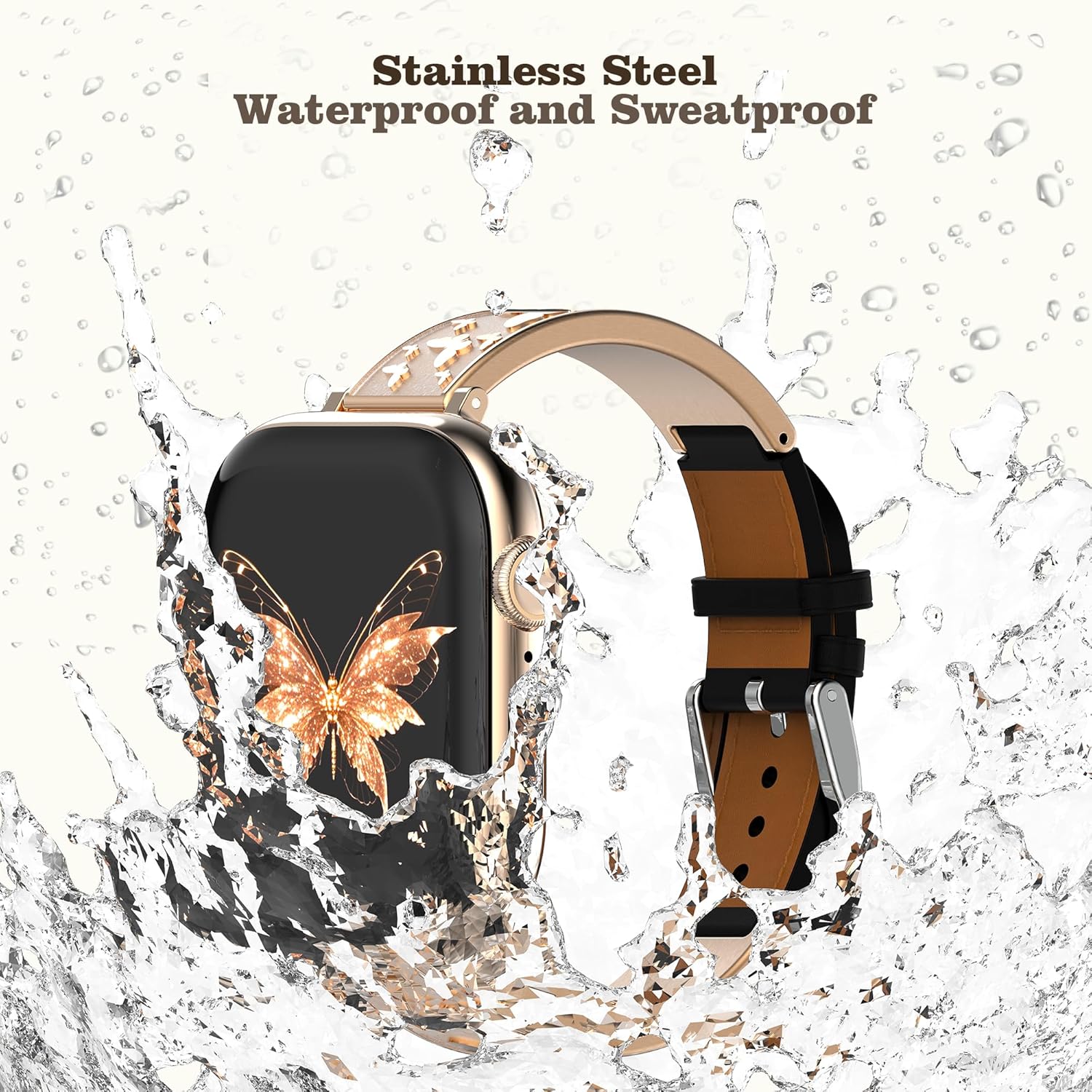 Engraved Strap Compatible with Apple Watch Band Suitable for Women 40mm 41mm 38mm 42mm 44mm 45mm 46mm 49mm Stainless Steel Retro Pattern Engraving and Leather Strap for iWatch Series 10 9 8 7 6 5 4 3 2 SE Ultra