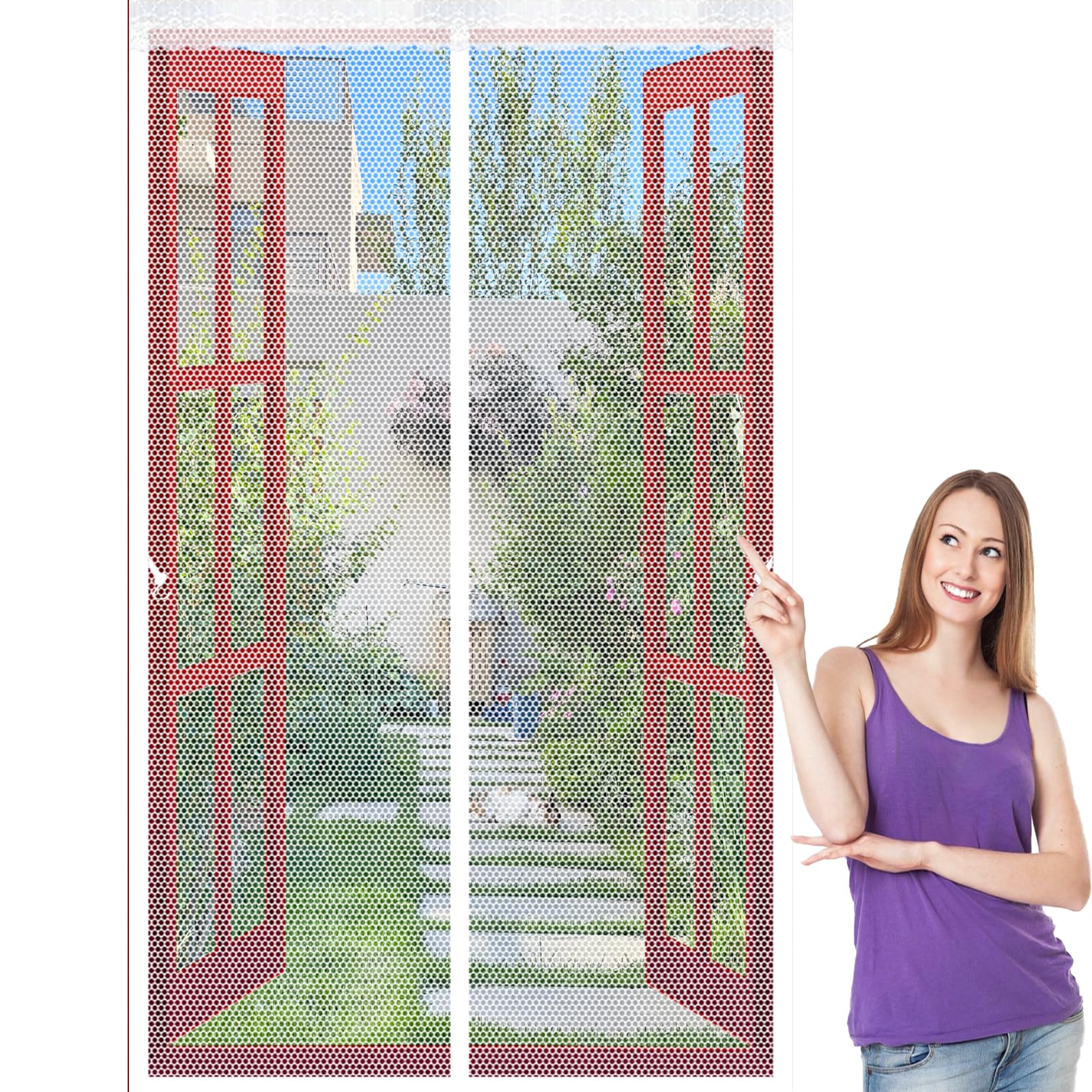 Lijiao White Magnetic Fly Screen Door 84 X 220 Cm Keep Bugs Out Lets Fresh Air In, With Powerful Magnets And Full Frame Hook&Loop, No Gap, Screen Mesh Insect Protection Door Kid And Pet Friendly,