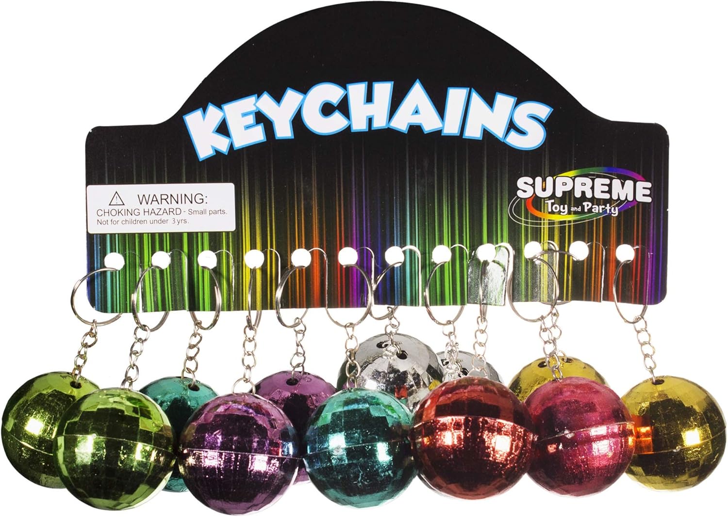 Windy City Novelties 12 Pack Mini Disco Ball Keychains for 70s