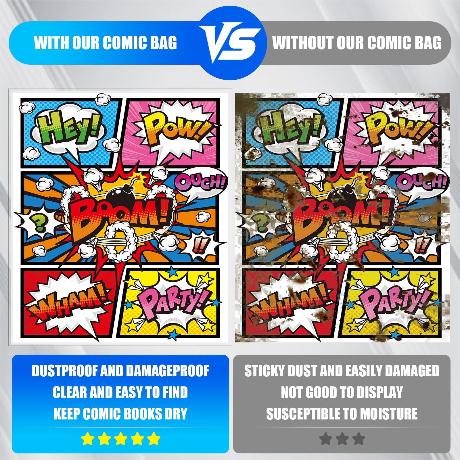 200 Pack Current Comic Book Bags and Boards, 6.87" x 10.5" Acid-Free Comic Book Sleeves, Clear Protector Sleeves for Comics (200 Comic Book Bags+200 Comic Book Boards)