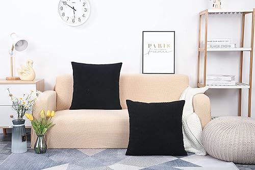 Miniatura 2 de TangDepot Paquete de 2 fundas de almohada lujosas y esponjosas de piel de oveja sintética, fundas de almohada cuadradas, fundas de almohada para