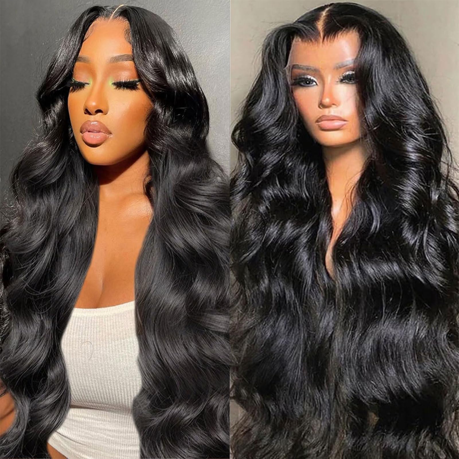 IWISH 30 Inch Wigs For Women Human Hair 13x4 Lace Front Body Wave Wigs for Women Pre Plucked HD Lace Frontal with Baby Hair 12A Real Brazilian Virgin Hair Natural Black