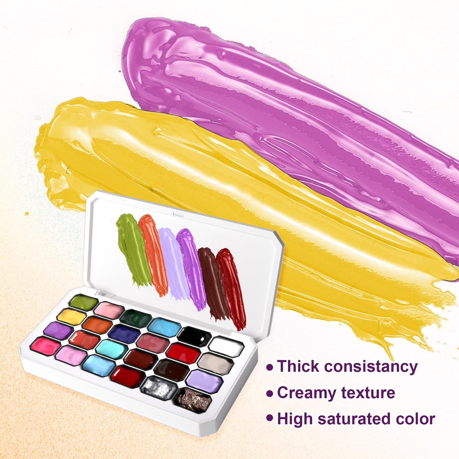 Gradient Painting Gel, 24 couleurs, vernis à ongles gel ombré avec 101 éponges à ongles et tweezer pour French Manucure DIY Nail Art, Set B