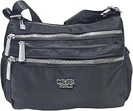 COVERI COLLECTION Borsa a Tracolla da Donna, Nylon Impermeabile, Dimensioni 26x19x10 cm, Tre Tasche Frontali con Zip, una Posteriore e due Laterali Art. 8287