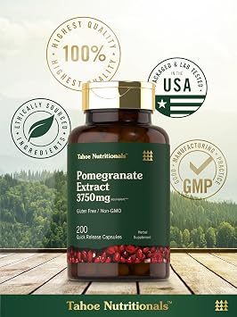 Tahoe Nutritionals Pomegranate Extract | 200 Capsules | Non-GMO, Gluten Free Supplement