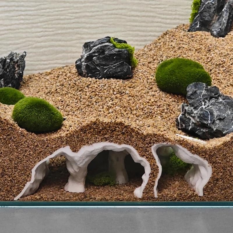 Caverna Túnel para Aquário com Aberturas de Observação LIYAOLI em Resina, S - White