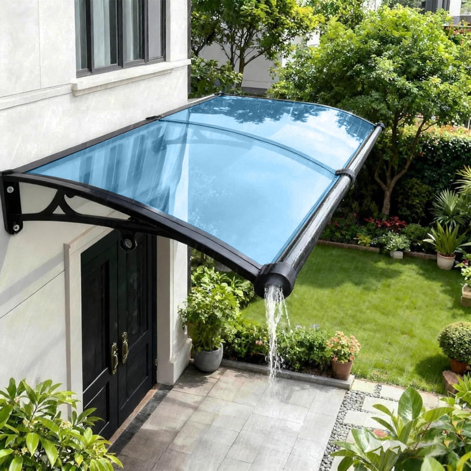 LWJSOCP Outdoor Door Canopy Aw - UV/Rain Protection for Front Door Porch Patio Deck - Polycarbonate Cover 32"x87" - Weather Resistant Entrance