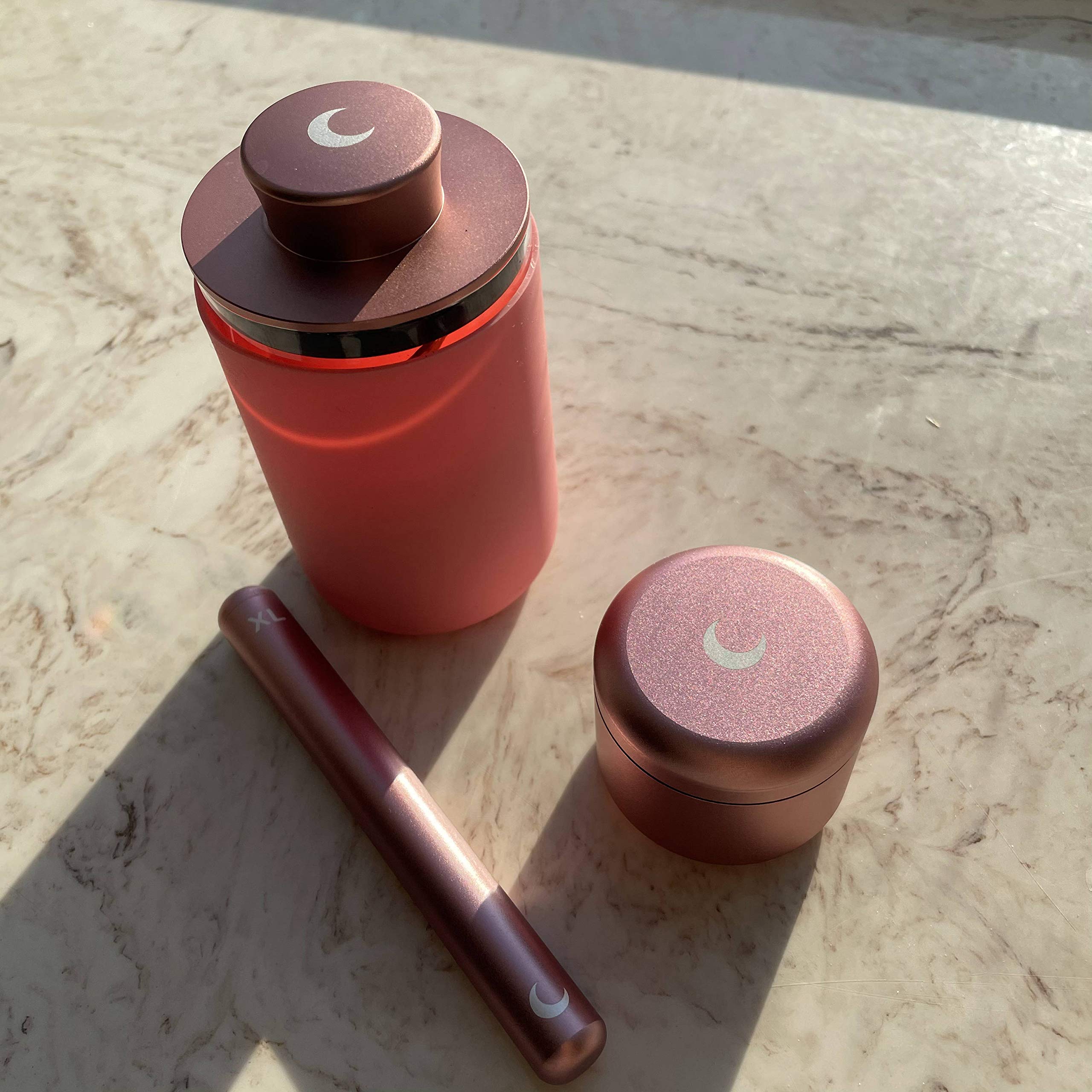 Brando Moon Barattolo in vetro con coperchio ermetico inciso con luna, a prova di odore e ermetico, contenitore multiuso per spezie, caffè, ecc. Dimensioni da viaggio perfette da 10,2 cm e 250