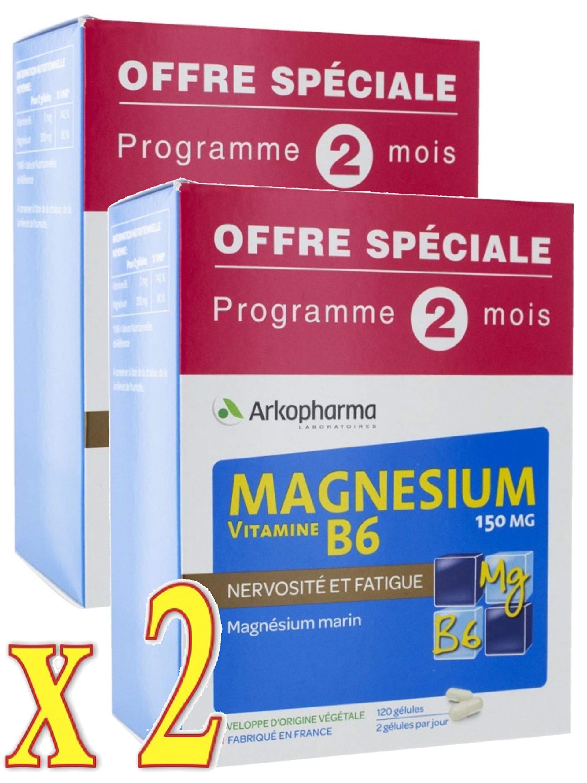 Arkopharma Magnésium Vitamine B6 150 mg Lot de 4 x 60 Gélules