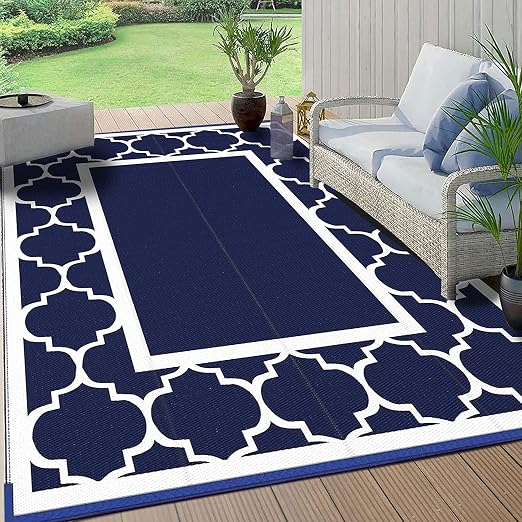 Teal Outdoor Rug GENIMO Outdoor Rug 5' X 8' Patio Waterproof, Foldable Reversible Plastic Straw Area Rugs Mat For Camper Decor, Outside Carpet For Rv, Deck, Porch Outdoor Patio Rug