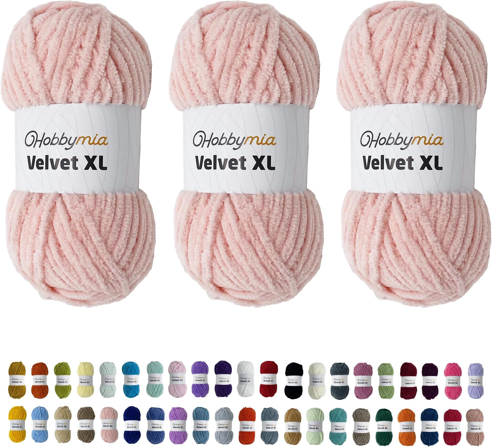 Velvet XL - Chenille Yarn for Crocheting - 100g / 74yds - (6) Super Bulky Yarn - Fluffy Yarn for Crochet - Crocheting Baby Blankets (14340 - Rose Gold, 3 Skeins)