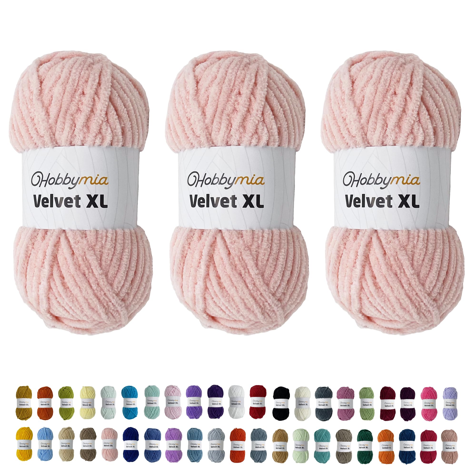Velvet XL - Chenille Yarn for Crocheting - 100g / 74yds - (6) Super Bulky Yarn - Fluffy Yarn for Crochet - Crocheting Baby Blankets (14340 - Rose Gold, 3 Skeins)