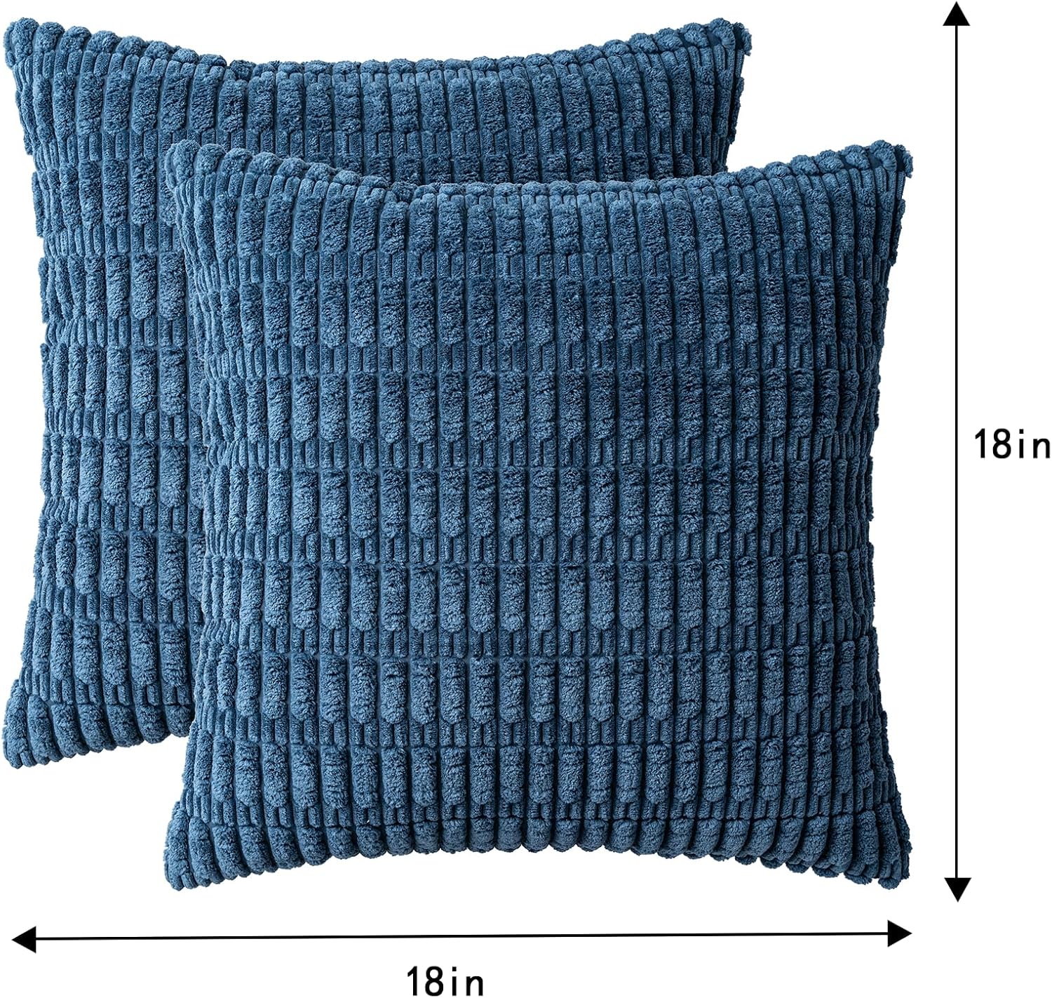 Pack of 2 Corduroy Decorative Throw Pillow Covers 18x18 InchSoft Boho Striped Pillow Covers Modern Farmhouse Home Decor for Sofa Living Room Couch Bed（Teal） - Image 7