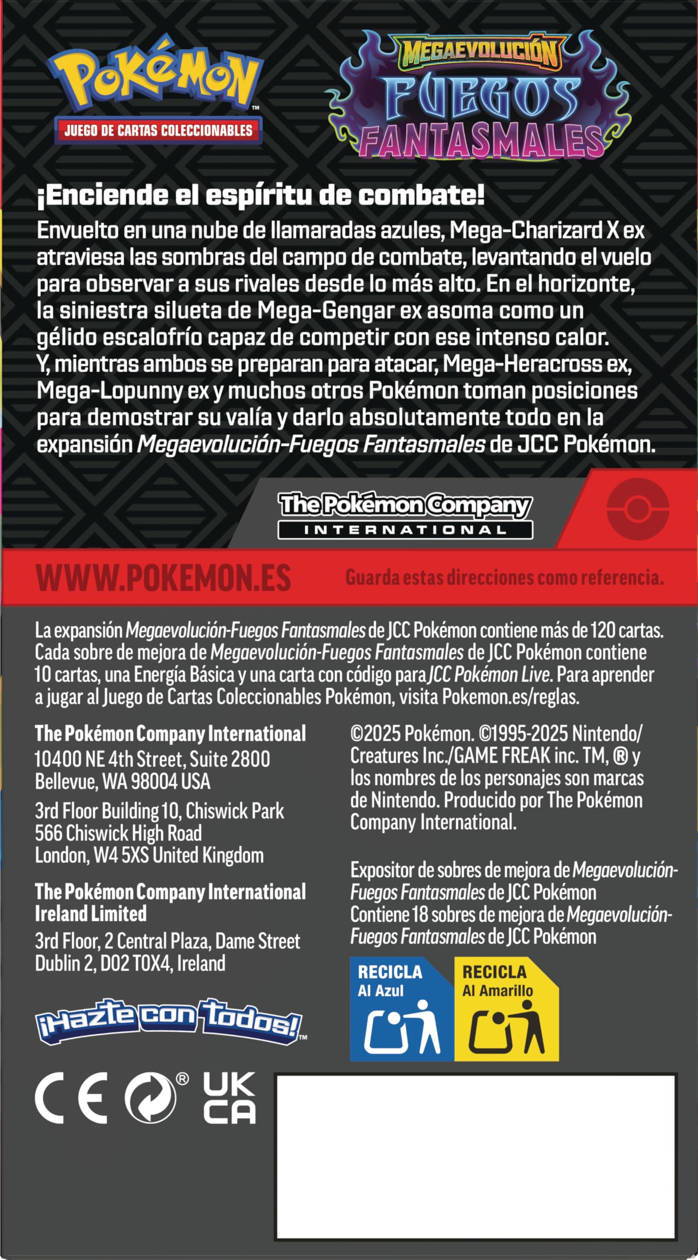 Pokémon: Expositor de Sobres de Mejora de Megaevolución-Fuegos Fantasmales de JCC Pokémon (18 Sobres de Mejora)